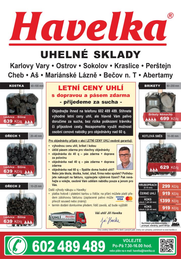 Letní ceny uhlí - uhelné sklady Havelka